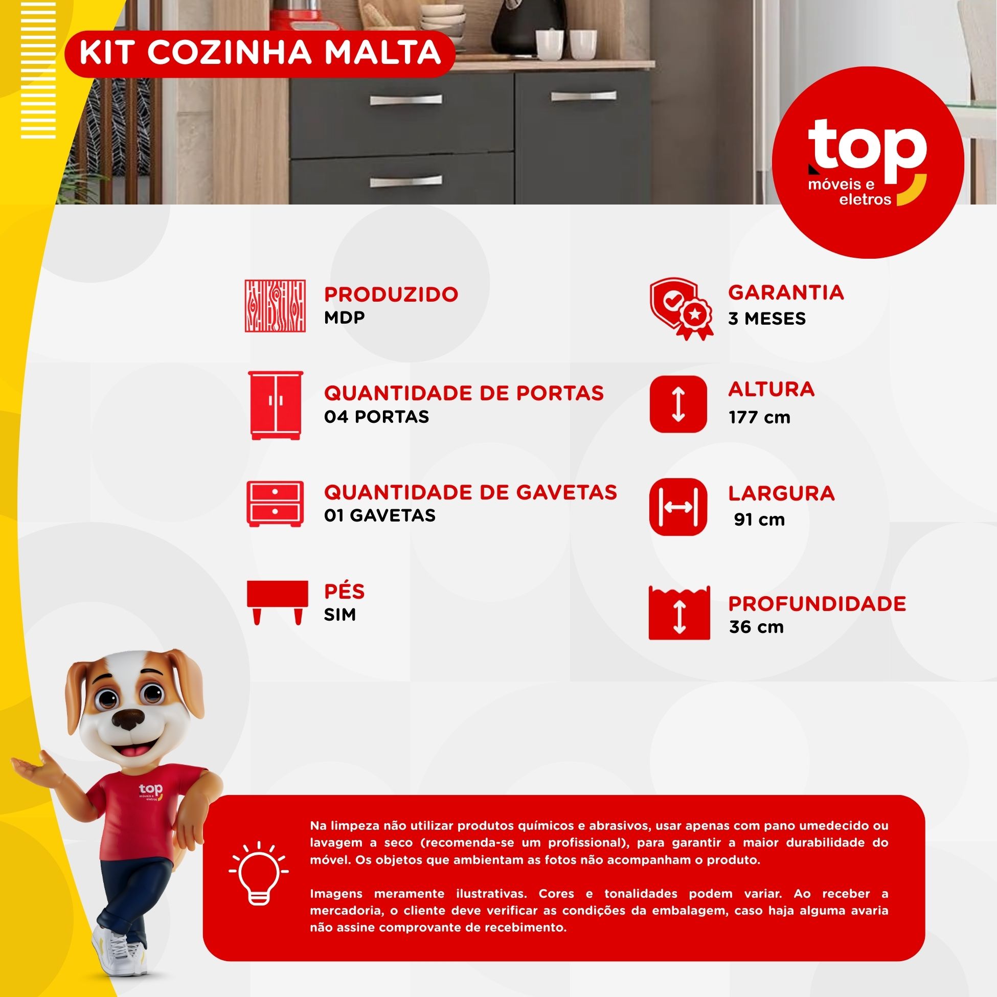 Kit Cozinha Malta 4 Portas - Avena Touch Demóbile | Lojas Top
